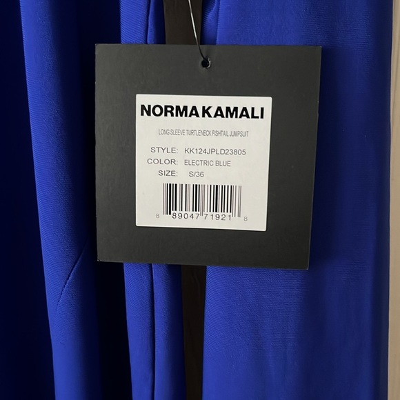 Norma Kamali Long Sleeve Turtleneck Fishtail Jumpsuit NWT Size S Electric Blue - Picture 2 of 2